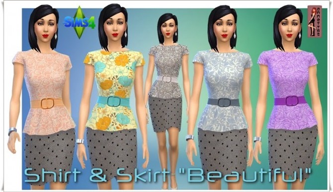 Sims 4 Shirt & Skirt Beautiful at Annett’s Sims 4 Welt