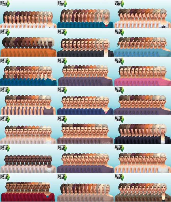 Sims 4 Female Natural Hair Recolors into one package at Busted Pixels