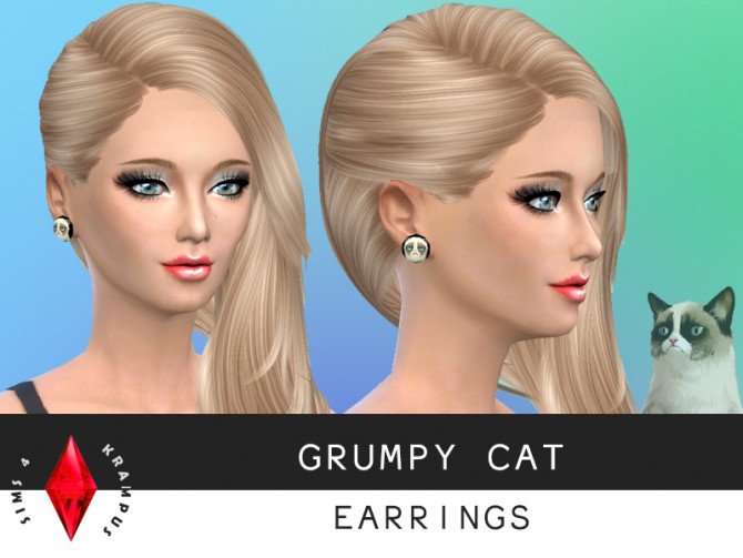Sims 4 Grumpy Cat Earrings at Sims 4 Krampus