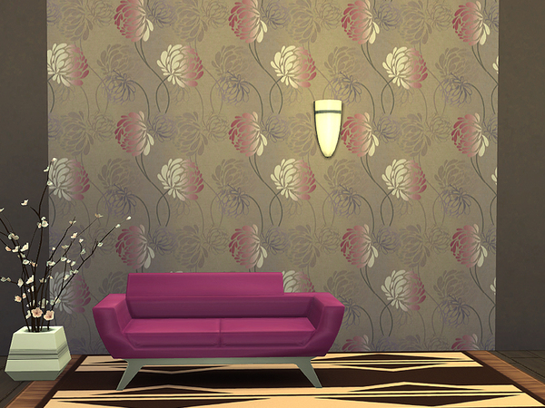 Sims 4 Silken Flowers Wallpaper by Rirann at TSR