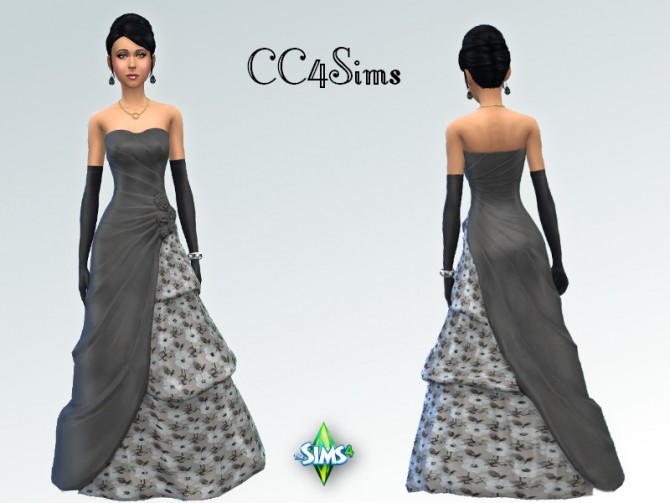 Sims 4 Black gown by Christine at CC4Sims