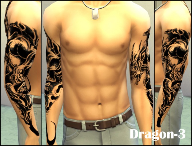 Sims 4 3 Super Black Dragon Tattoos by BloodyScholastic at Mod The Sims