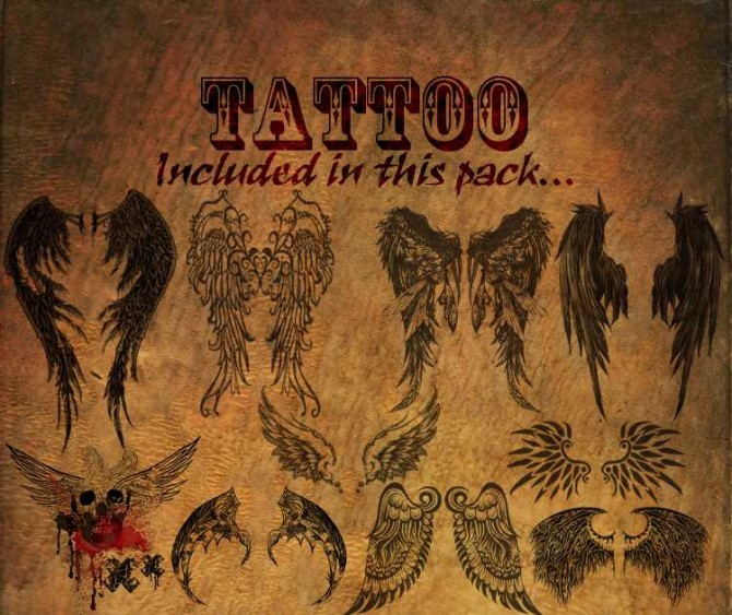 Sims 4 KF Wings Tattoo Pack by KisaFayd at Mod The Sims