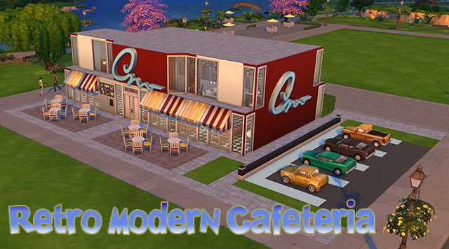 Sims 4 Retro Modern Cafeteria by Sim4fun at Sims Fans