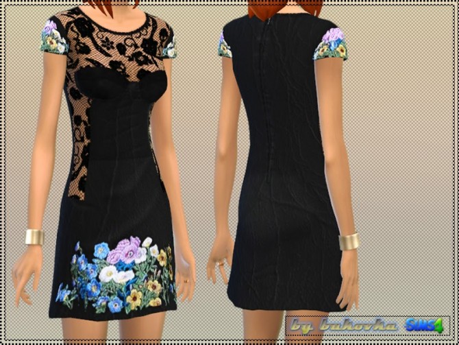 Sims 4 Dress Embroidered Flowers at Bukovka