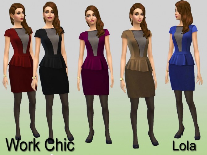 Sims 4 Work Chic peplum dress by Lola at Sims and Just Stuff