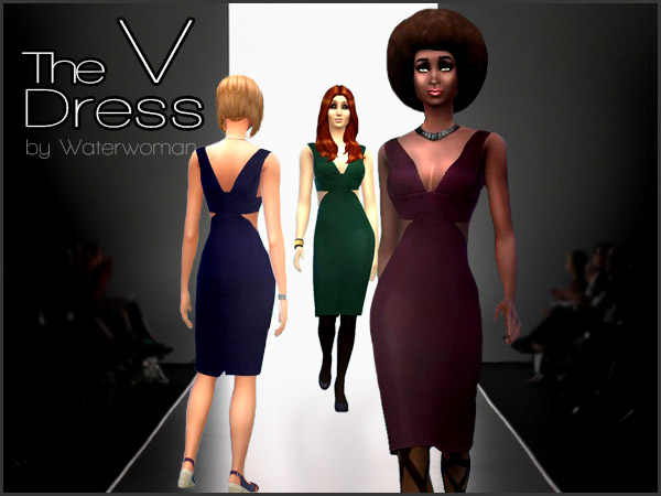 Sims 4 The V Dress by Waterwoman at Akisima