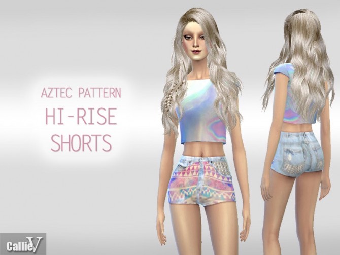 Sims 4 Aztec Pattern High Rise Shorts at CallieV Plays