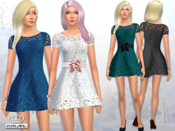 Sims 4 Jasmine Lace Crochet Dress by EsyraM at TSR