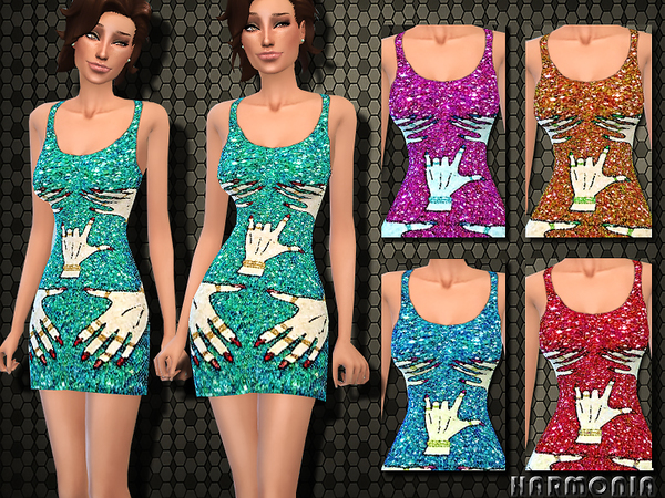Sims 4 Hands Off Sequin Dress by Harmonia at TSR