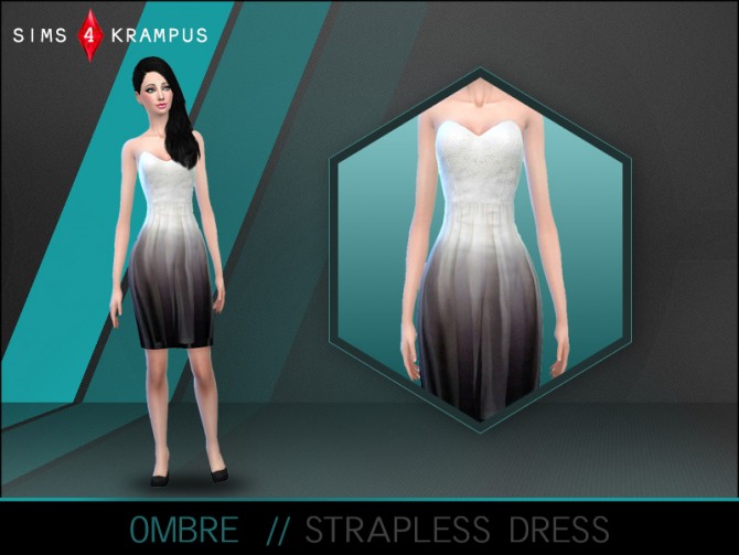 Sims 4 Ombre strapless dress at Sims 4 Krampus