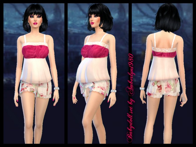 Sims 4 Babydoll Set for pregnant sim at Amberlyn Designs