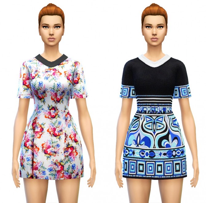 Sims 4 Collared Smock Dress at Sim4ny