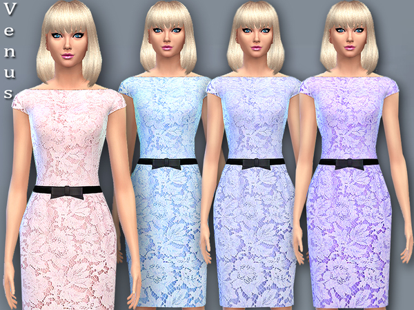 Sims 4 Venus lace dress by Pinkzombiecupcakes at TSR