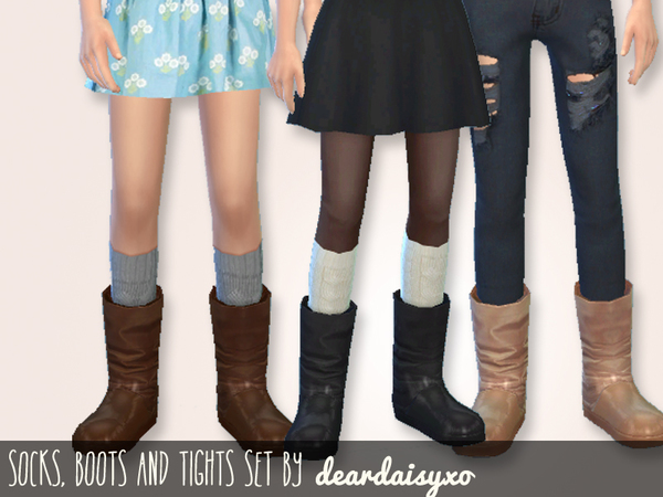 Sims 4 Boots, Socks and Tights Set by deardaisyxo at TSR