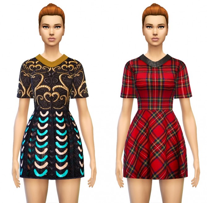 Sims 4 Collared Smock Dress at Sim4ny