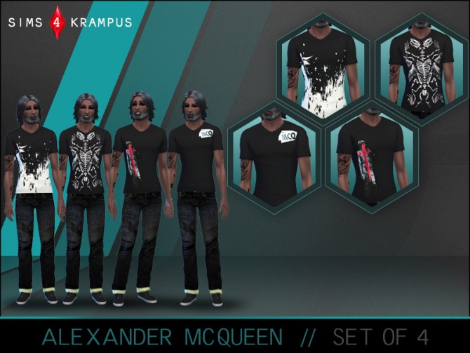 Sims 4 4 V neck tees for males at Sims 4 Krampus