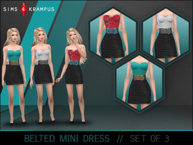 Sims 4 Belted mini dress at Sims 4 Krampus