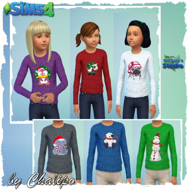 Sims 4 Sweaters for kids by Chalipo at All 4 Sims