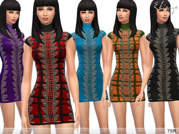 Sims 4 Studded Knit Dress by ekinege at TSR