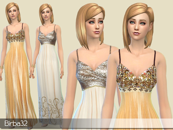 Sims 4 Golden dresses by Birba32 at TSR