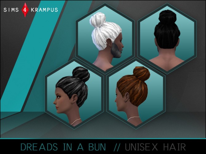 Sims 4 Dreads pulled back into a bun at Sims 4 Krampus