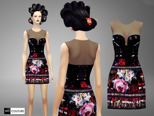 Sims 4 MFS Lotus Dress by MissFortune at TSR