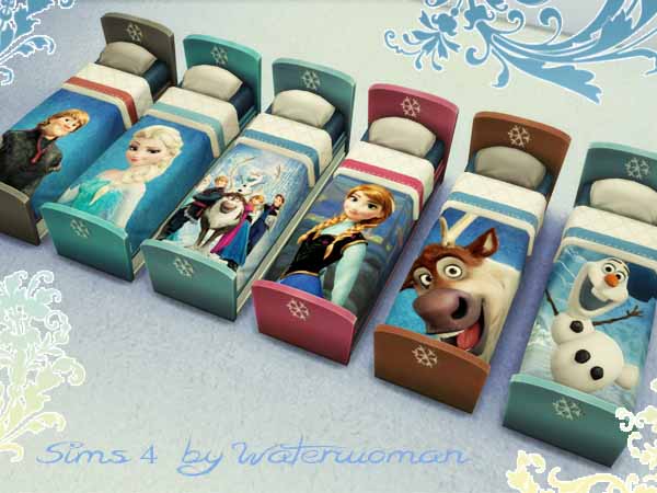 Sims 4 Frozen Kids Bed by Waterwoman at Akisima