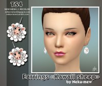 Kawaii sheep earrings 3T4 conversion at Neka-mew