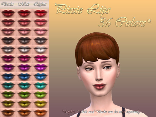 Sims 4 Pixie Lips Low Sheen Lipstick with 36 Colors at NotEgain