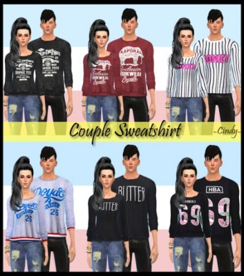 Couple Sweatshirt 6 patterns at CC4Sims » Sims 4 Updates