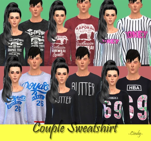 Sims 4 Couple Sweatshirt 6 patterns at CC4Sims
