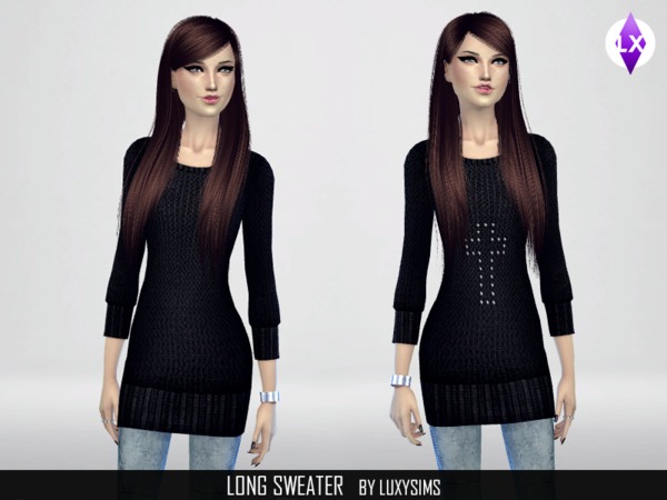 Sims 4 Long Sweater by LuxySims3 at TSR