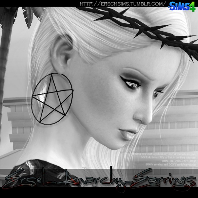 Sims 4 Anarchy Earrings by Ersel at ErSch Sims