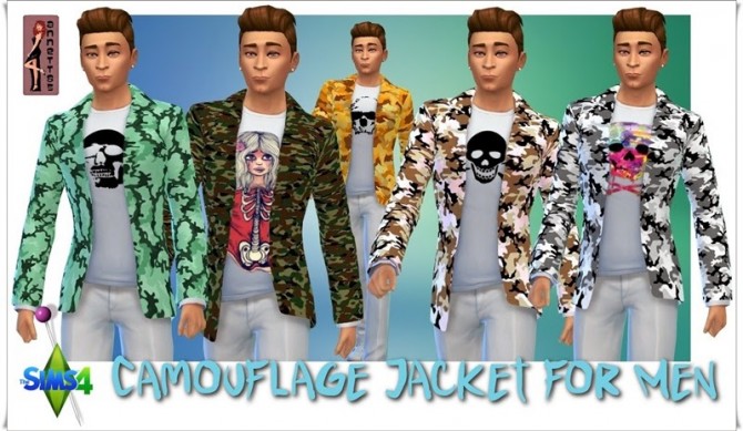 Sims 4 Camouflage Jacket for males at Annett’s Sims 4 Welt