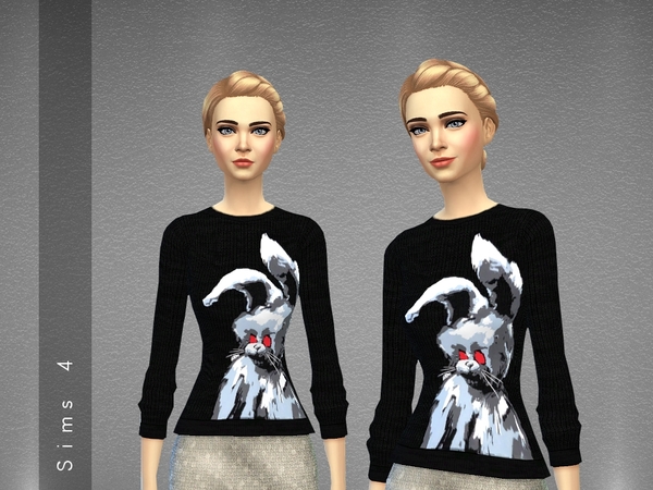 Sims 4 Angry Bunny Sweater by hrekkjavaka at TSR