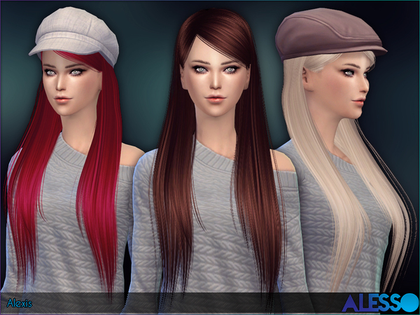 Sims 4 Alexis straight long hair by Alesso at TSR