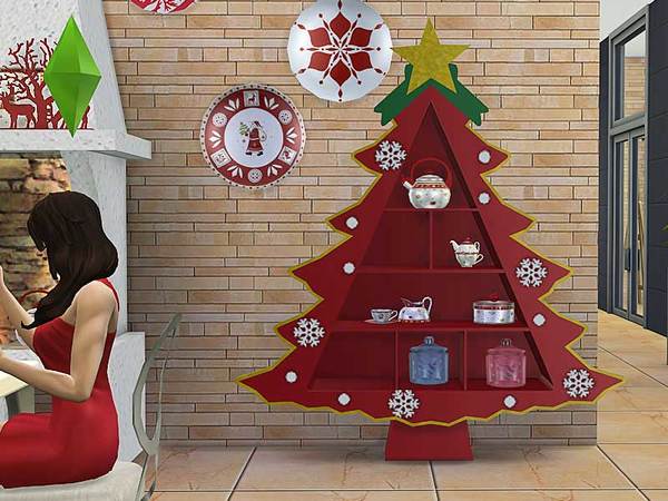 Sims 4 Dining Red Christmas by Pilar at TSR