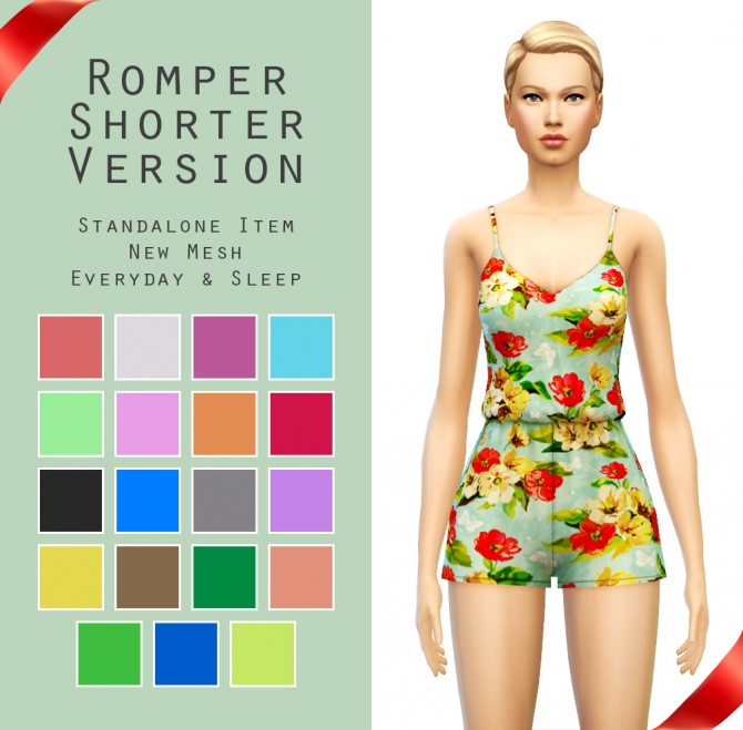 Sims 4 Romper + Slouchy Crop Top + High Waisted Mini Skirt at Sim4ny
