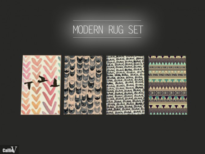Sims 4 4 rugs with hipster patterns at CallieV Plays