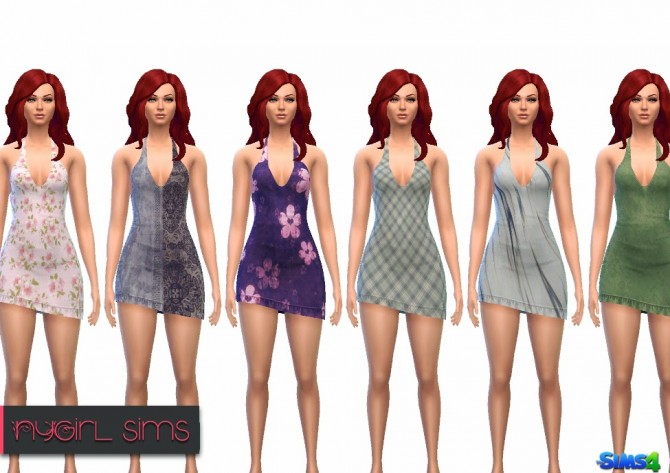 Sims 4 Asymmetric Halter Cocktail Dress at NyGirl Sims