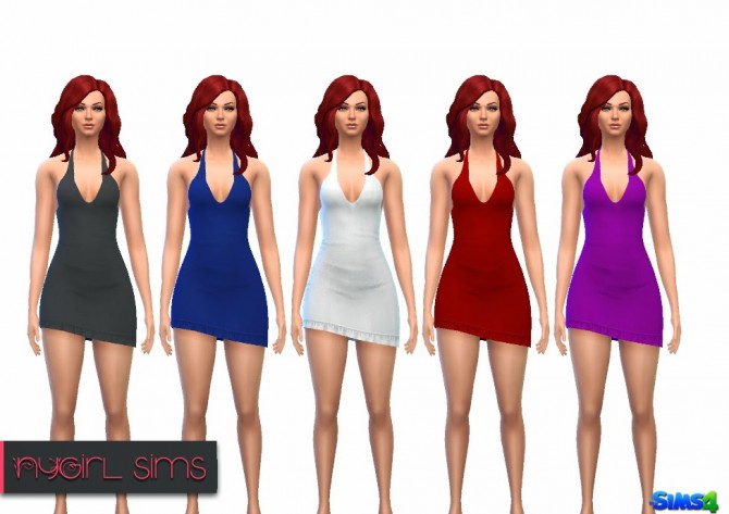 Sims 4 Asymmetric Halter Cocktail Dress at NyGirl Sims