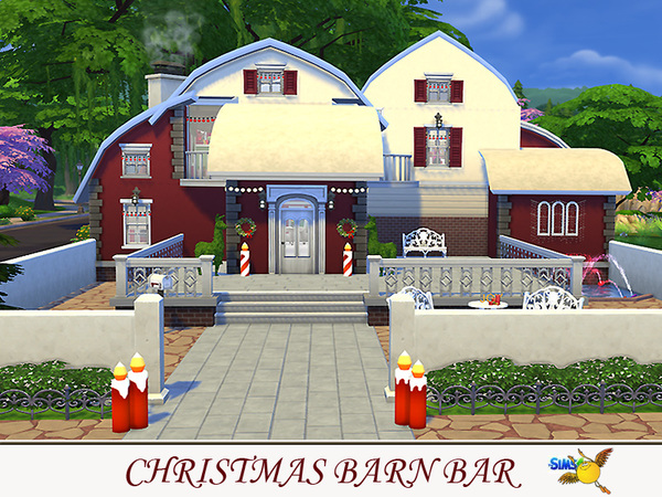Sims 4 Christmas Barn Bar by Evi at TSR