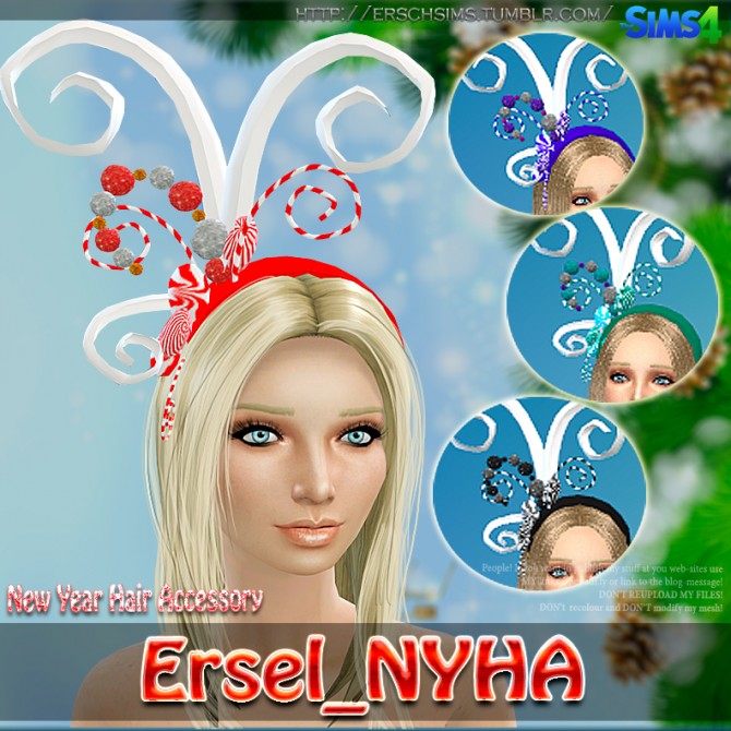 Sims 4 New Year hair accessory by Ersel at ErSch Sims