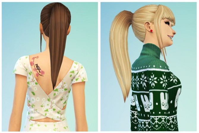 Sims 4 PONYTAIL WITH BANGS at SimSticle