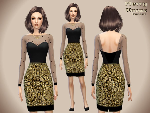 Sims 4 Merry Xmas! dress by Paogae at TSR