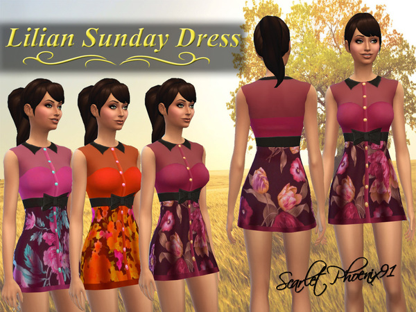 Sims 4 Lilian Sun Dress by scarletphoenix91 at TSR