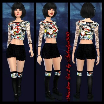 Outfits and rose tattoo at Amberlyn Designs » Sims 4 Updates