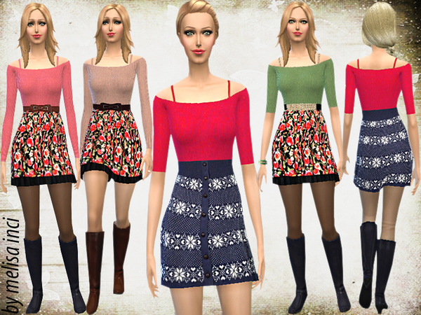 Sims 4 Belted Knitted Outfits by melisa inci at TSR