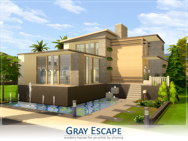 Sims 4 Gray Escape house by Lhonna at TSR